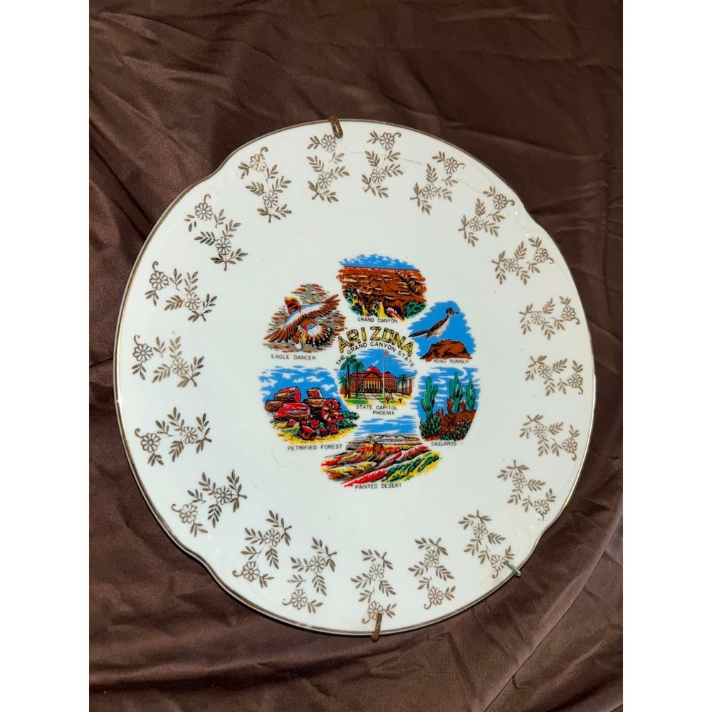 Vintage Arizona Grand Canyon State Souvenir Plate Made in Japan 10in Porcelain